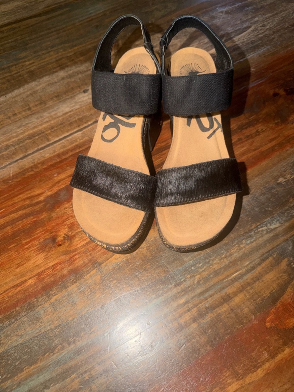 OTBT Black Wedge Sandals LIKE NEW with Ankle Strap.